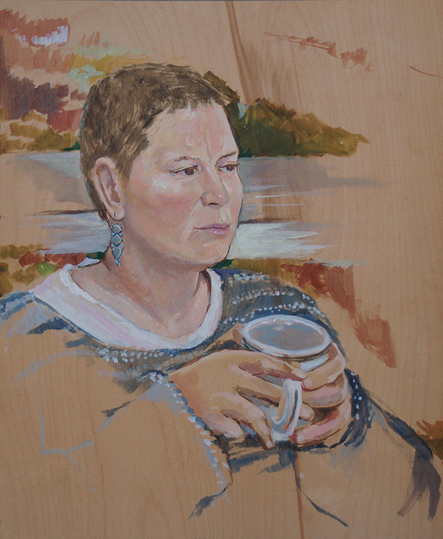 Portraitt of Mary Beth. Acrylic painting on wood.