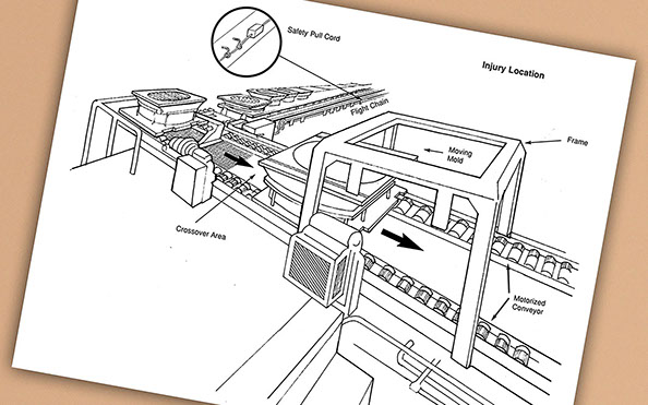 Pen & ink Illustration sample showing industrial setting