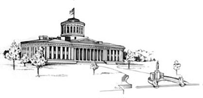Ohio Statehouse pen and ink drawing